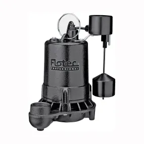 Flotec Professional Series E50VLT Sump Pump, 1-Phase, 6 A, 115 V, 0.5 hp, 1-1/2 in Outlet, 22 ft Max Head, 1020 gph