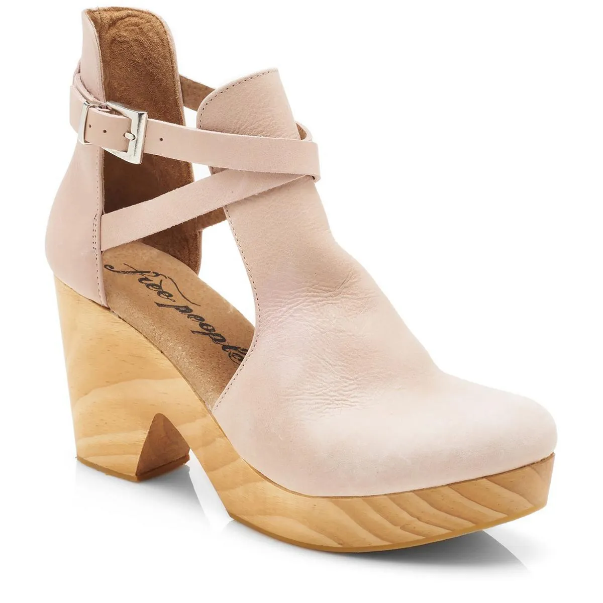 Free People Womens Cedar clog Leather Ankle Strap Pumps