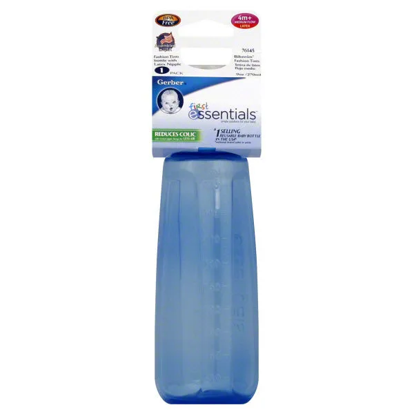 GERBER - First Essentials Baby Bottle Plastic Pastel - 9 oz.