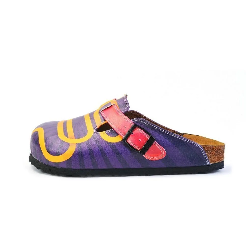 Green, Purple and Red Colored Patterned and Yellow Clown Patterned Clogs - WCAL365