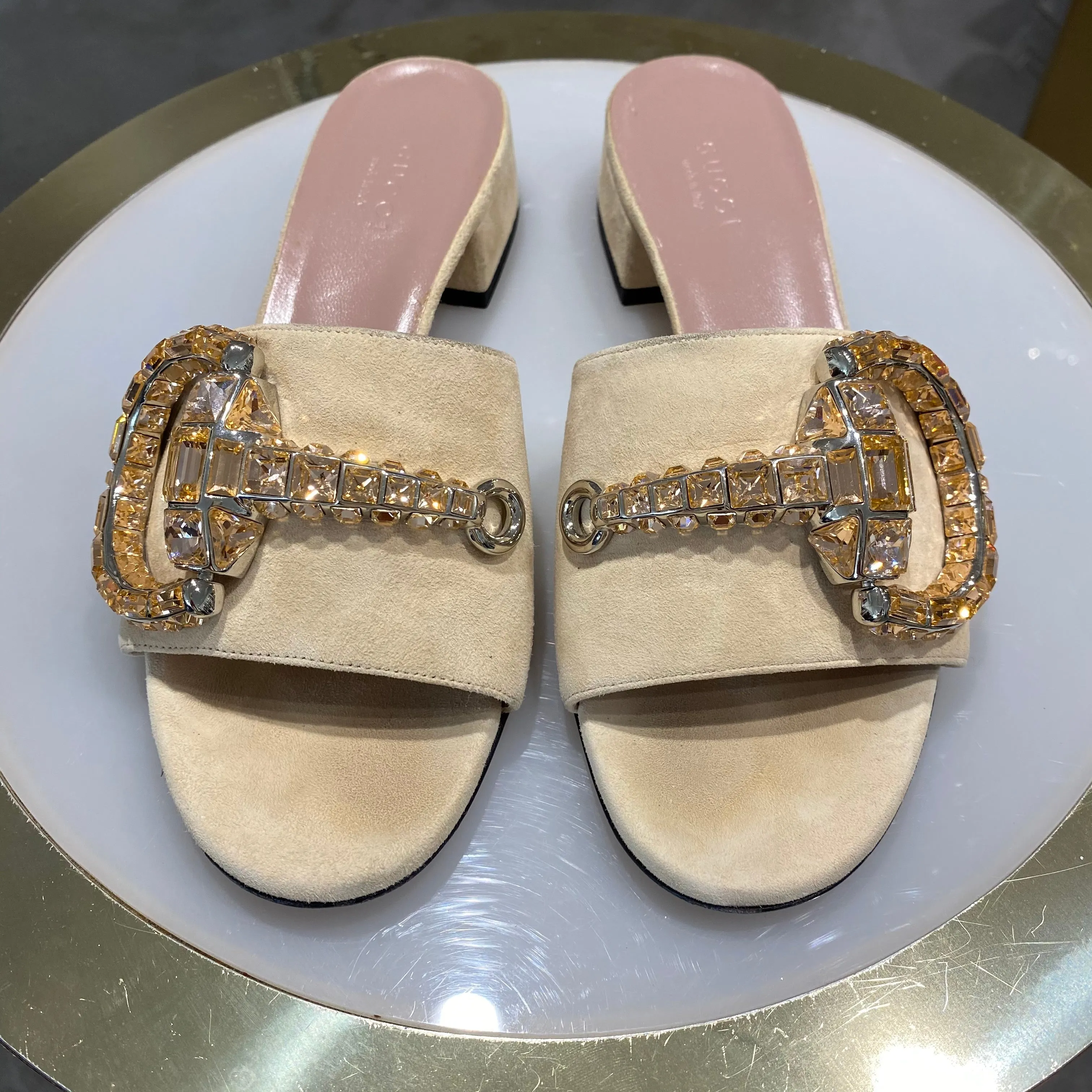 Gucci Crystal Maxime Slide Sandals