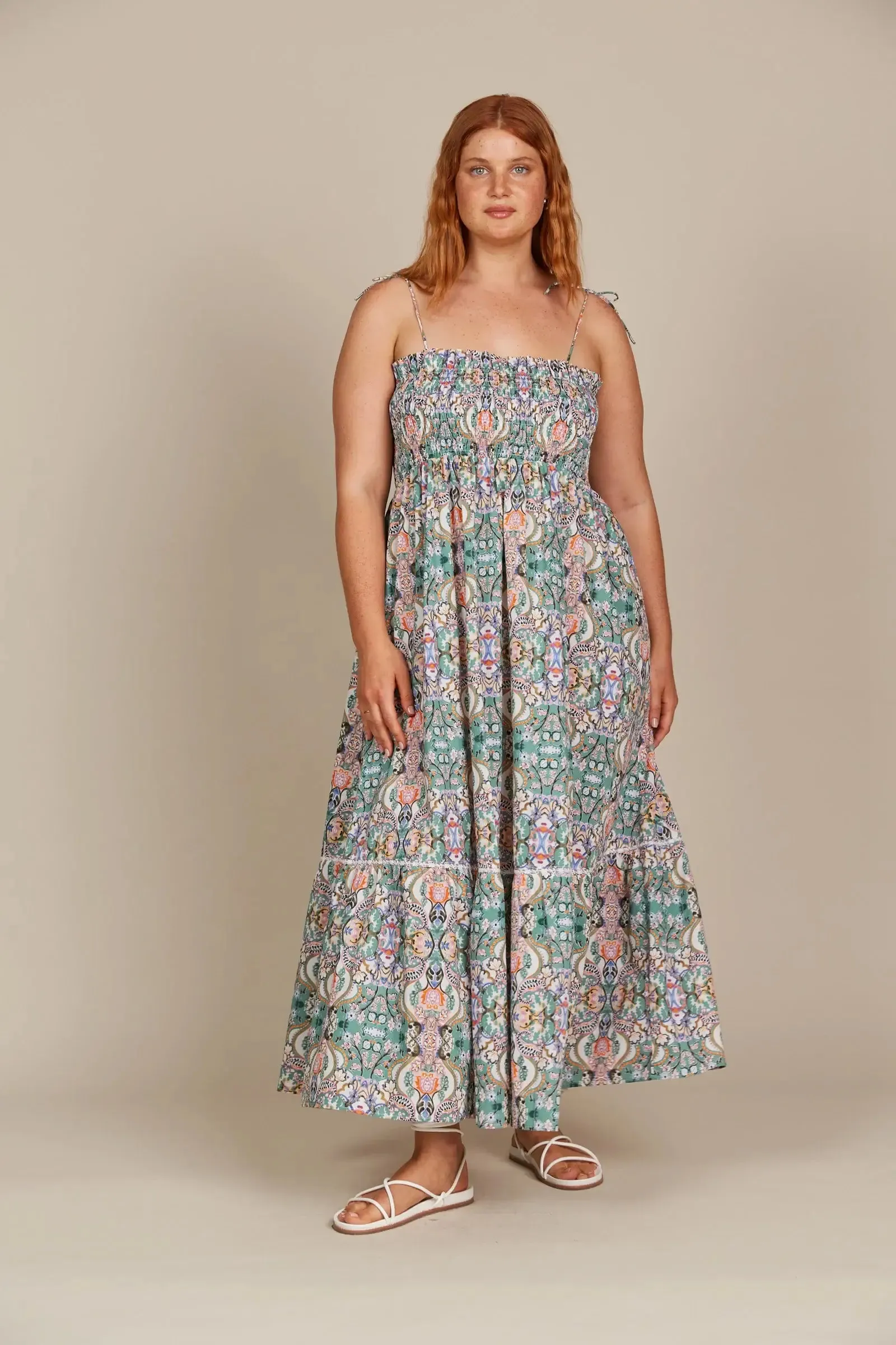 Isle of Mine Remi Shirred Maxi - Lotus Fleuron