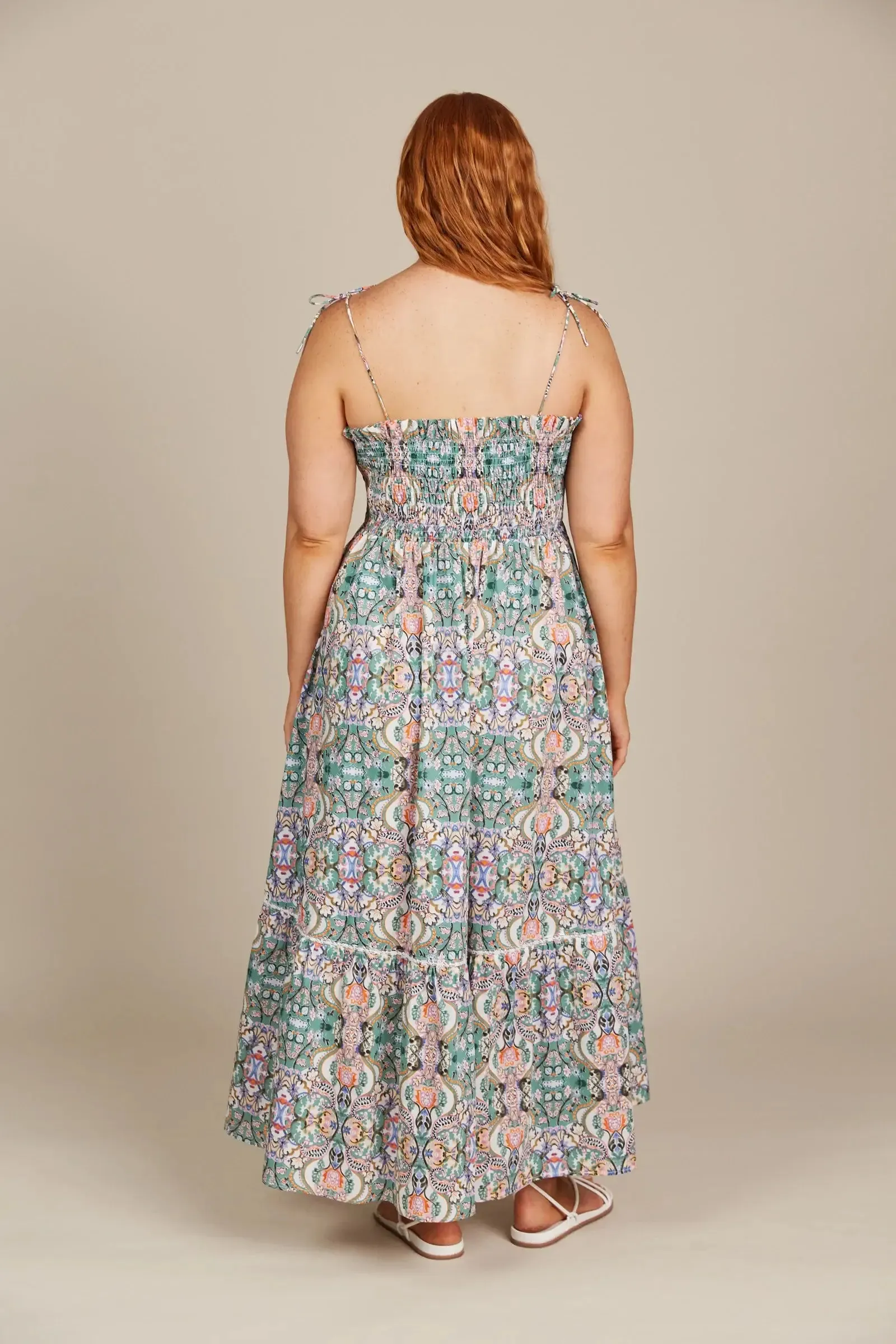 Isle of Mine Remi Shirred Maxi - Lotus Fleuron