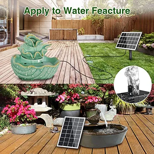 Jutai Solar Fountain Kit Glass Panel 3.5W with 2000mAH Battery Backup, DIY Solar Water Pump with Sucker and Stake, Solar Fountain Pump for Bird Bath, Water Feature,Pond, Outdoor, 16.4ft Power Cord