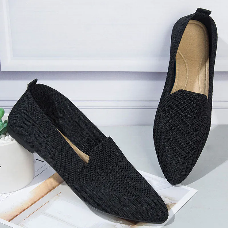 Knitted Flat Pointed Toe Most Comfortable Work Pumps