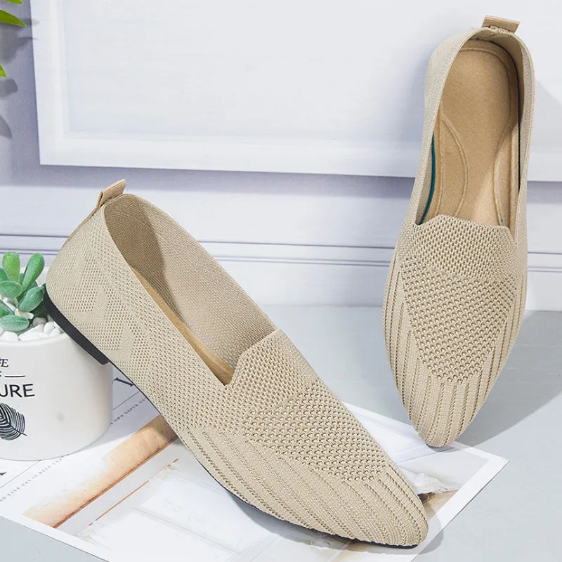 Knitted Flat Pointed Toe Most Comfortable Work Pumps