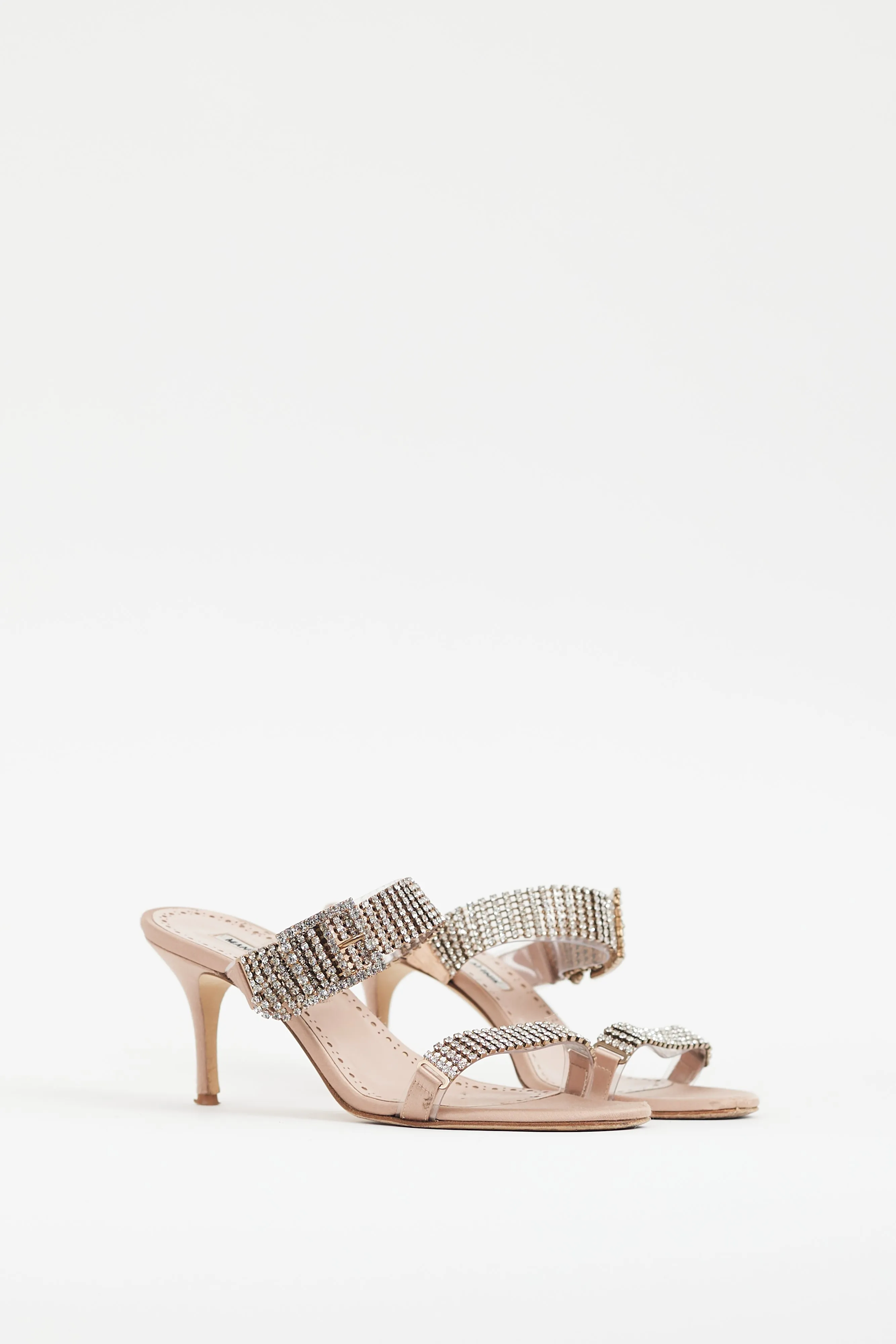 Light Pink Satin Rhinestone Beopia Sandal