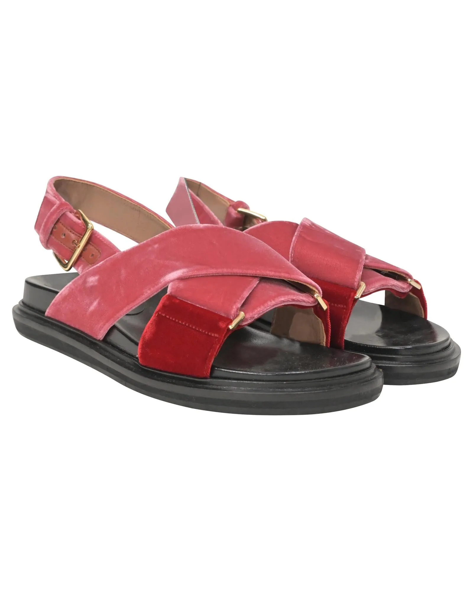 Luxurious Red Velvet Fussbett Sandals for All-Day Comfort