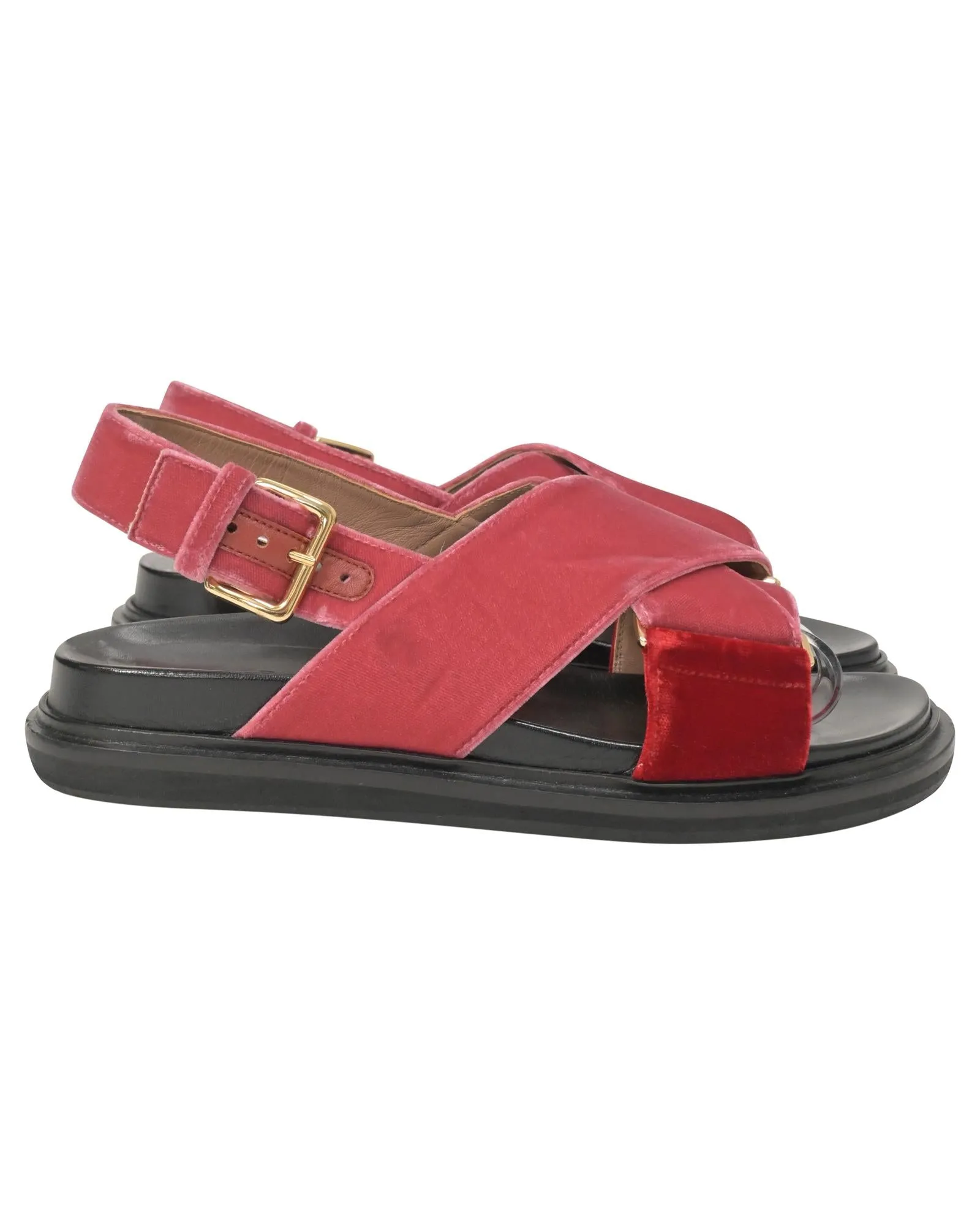 Luxurious Red Velvet Fussbett Sandals for All-Day Comfort