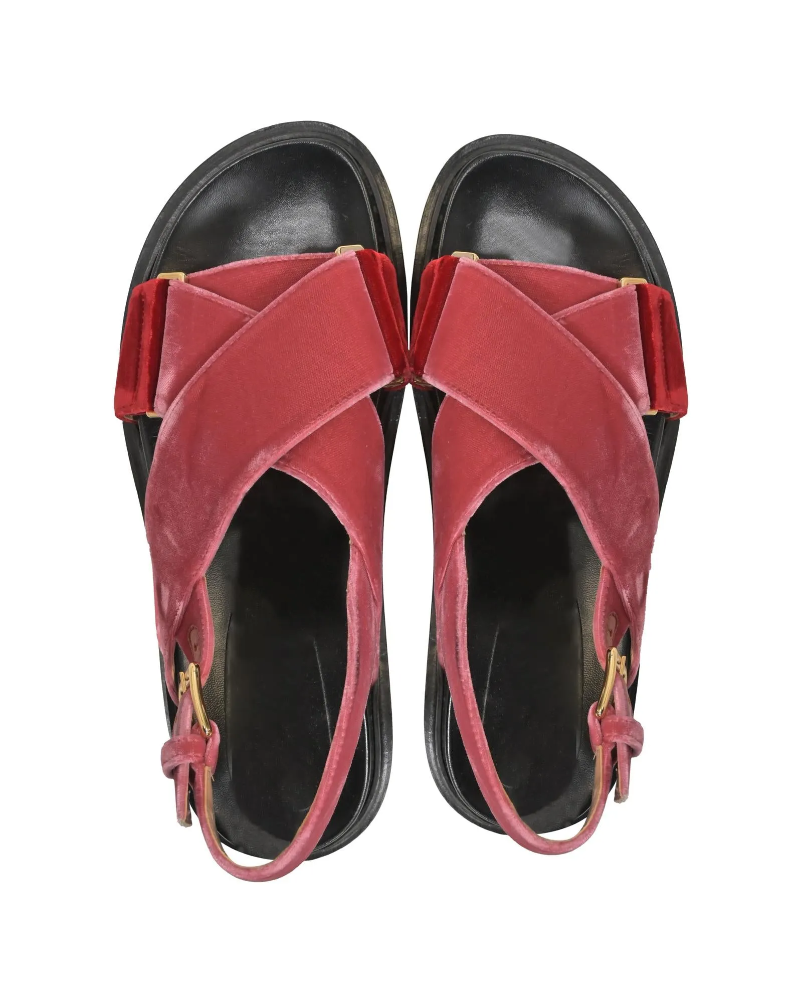 Luxurious Red Velvet Fussbett Sandals for All-Day Comfort