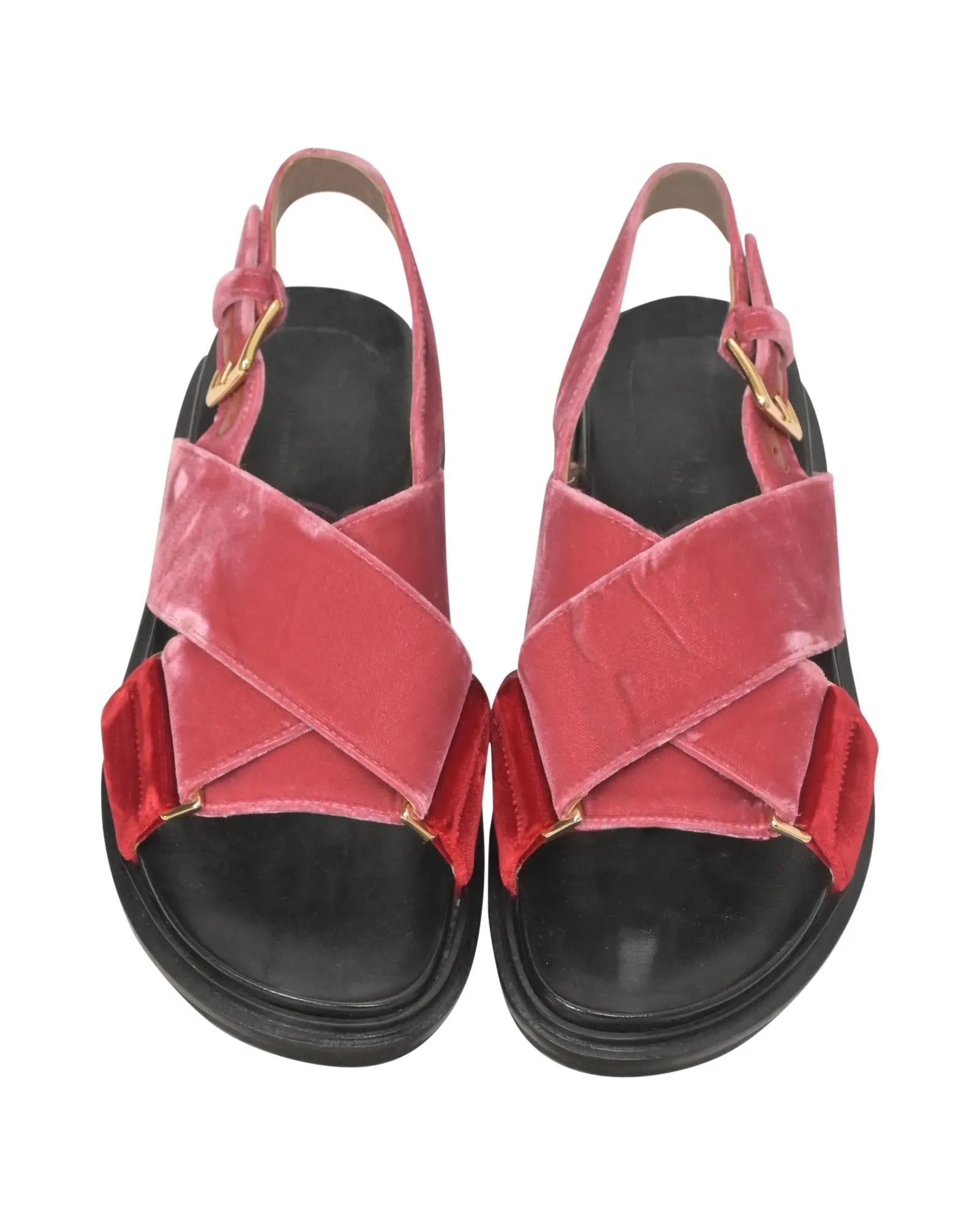 Luxurious Red Velvet Fussbett Sandals for All-Day Comfort