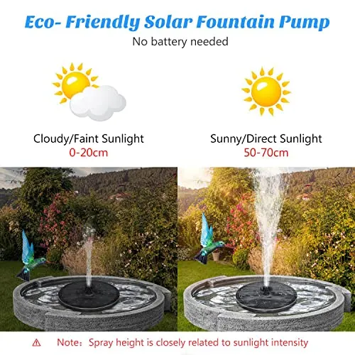 Mademax Upgraded Solar Fountain with 4 Easy Install Nozzle and Fixer, Solar Powered Fountain Pump for Bird Bath, Garden, Pond, Pool, Fish Tank, Outdoor