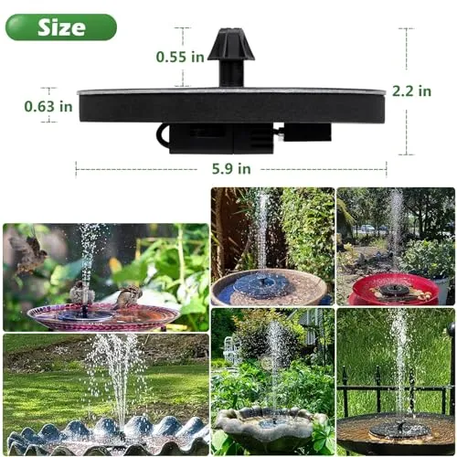 Mademax Upgraded Solar Fountain with 4 Easy Install Nozzle and Fixer, Solar Powered Fountain Pump for Bird Bath, Garden, Pond, Pool, Fish Tank, Outdoor