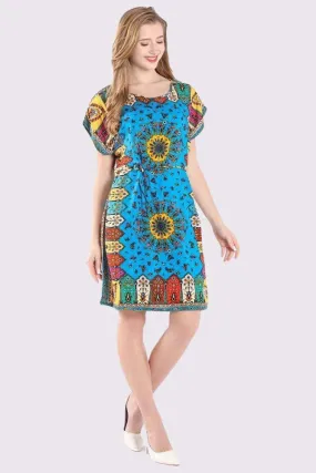 Mandala Print Belted Cotton Kaftan