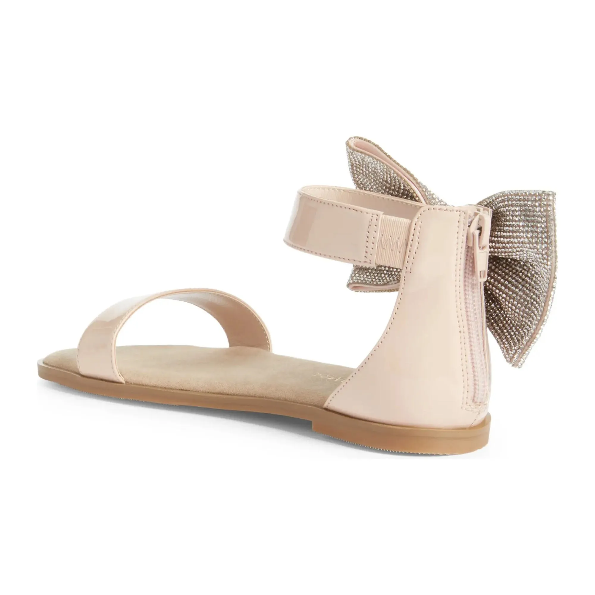 Miss Cambelle Crystal Bow Sandal in Blush Patent - Kids