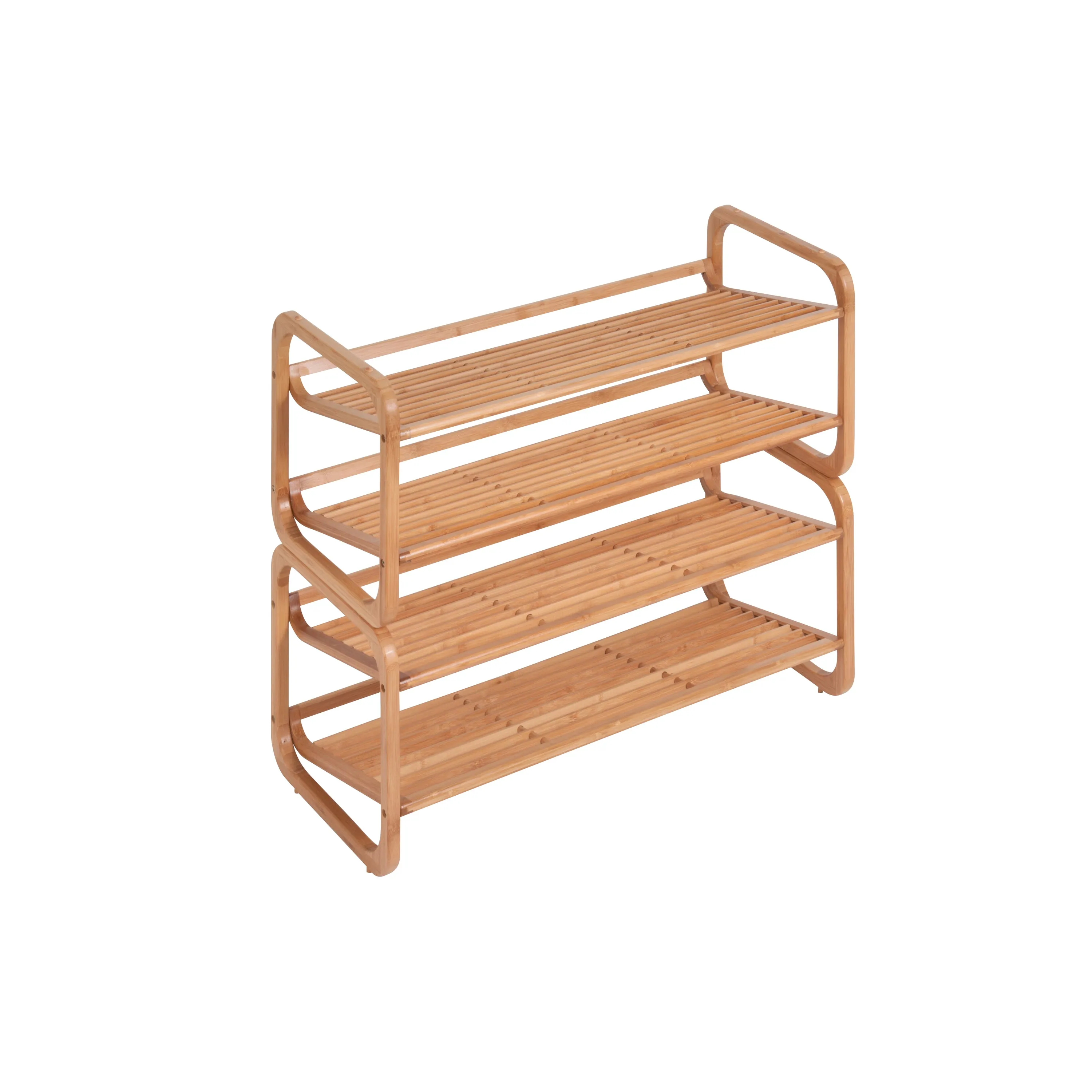 Natural 2-Tier Stackable Bamboo Shoe Rack