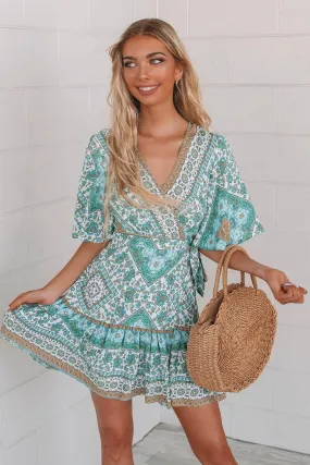 Nevada Aqua Wrap Dress