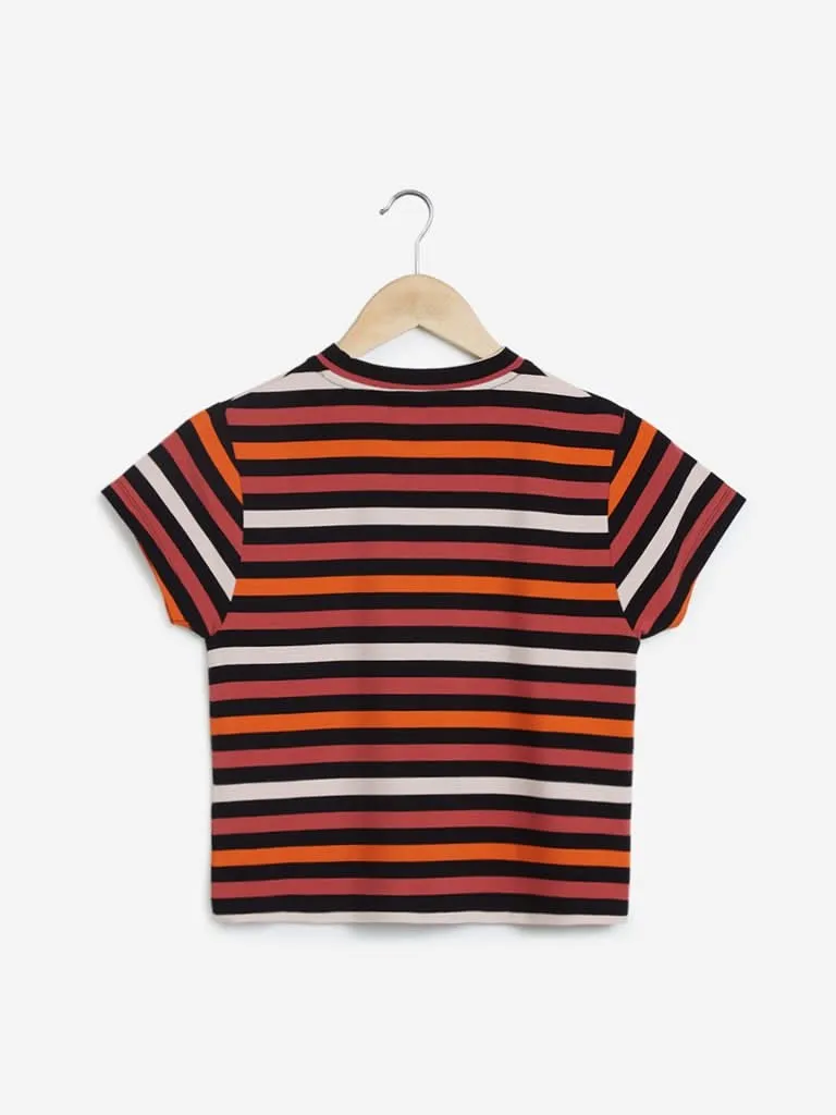 Nuon Multicolour Striped Adora Crop T-Shirt