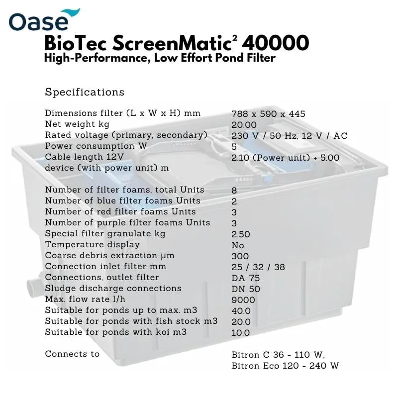 OASE BioTec ScreenMatic² 40000 - High-Performance, Low Effort Pond Filter