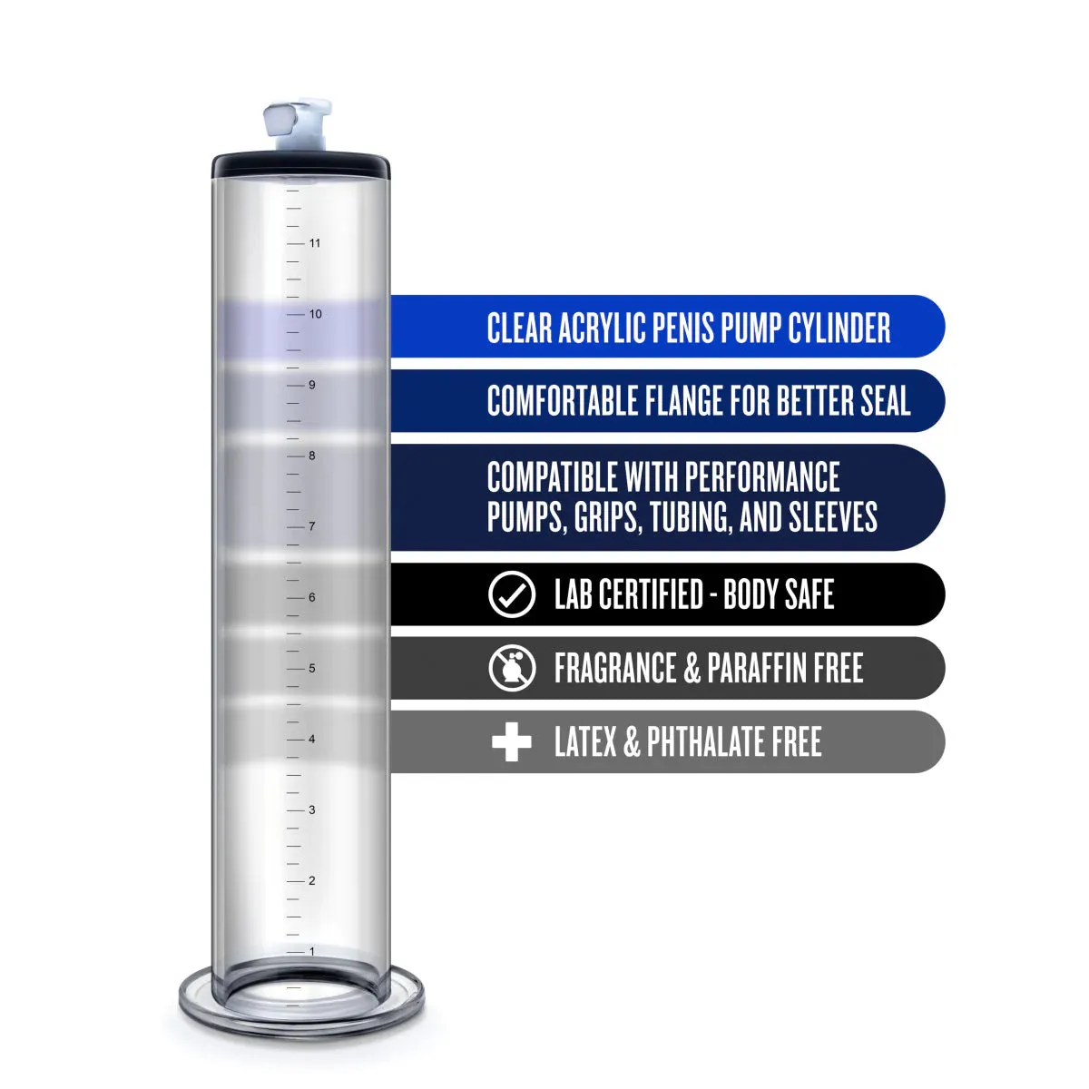 Performance 12 Inch x 2 Inch Penis Pump Cylinder - Clear