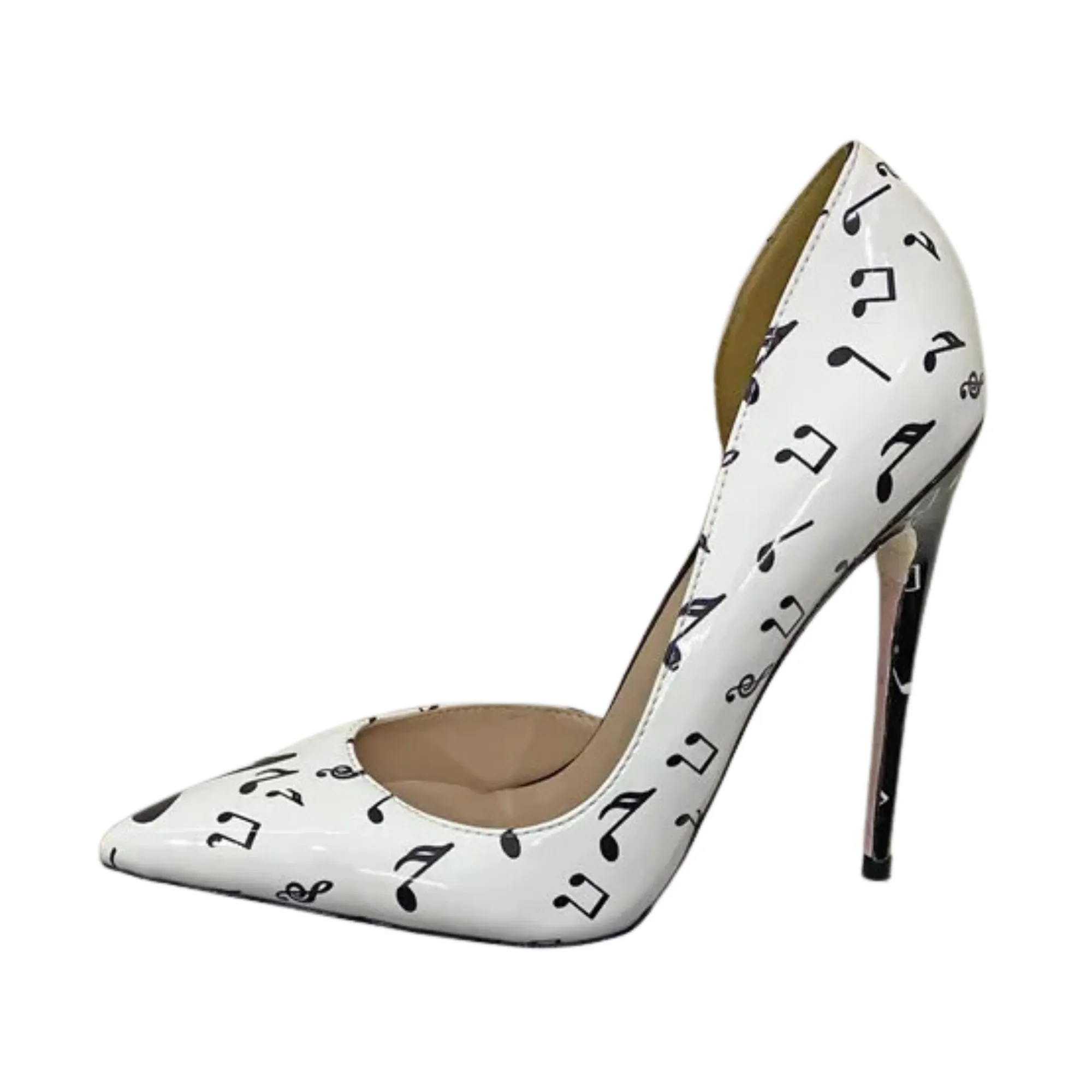 Pre Order:  White Chord Printed Pointed-Toe Shoes