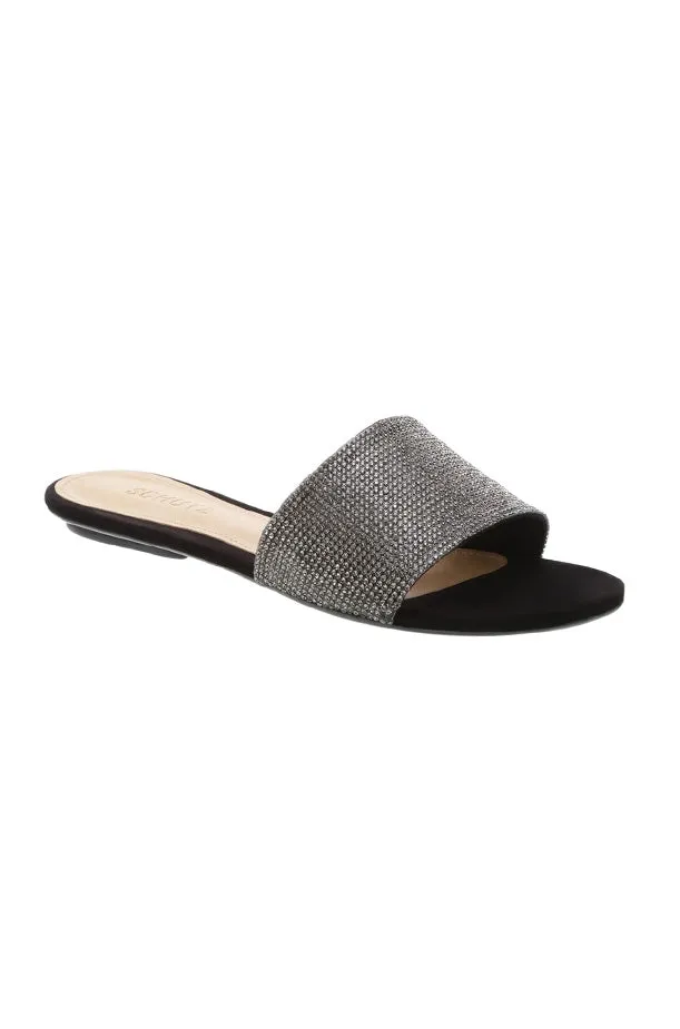 Queren Flat Slide Sandal - Crystal Black