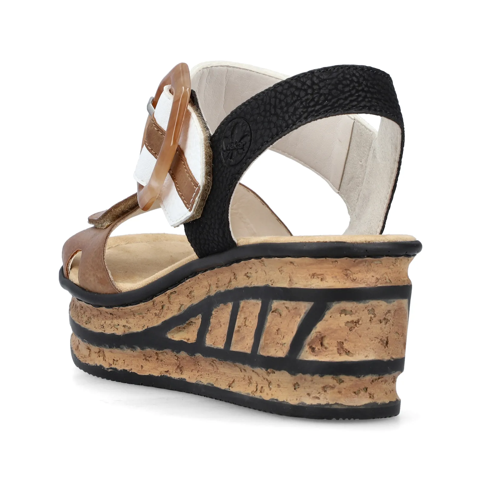 Rieker Rose 68176-64 Wedge Sandal (Women) - Leinen/Weiss/Schwarz Eagle