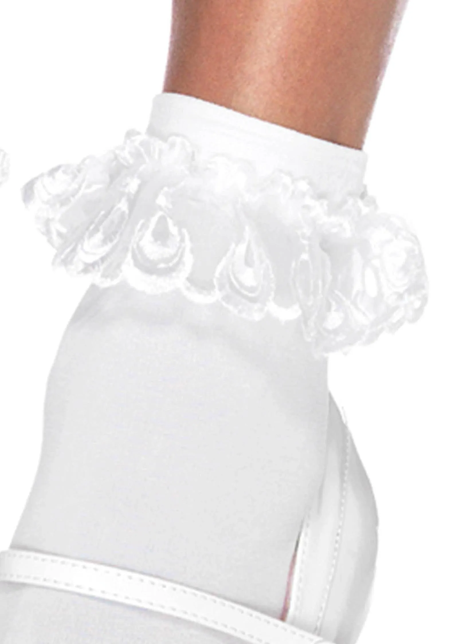 Ruffle Anklet Socks in White