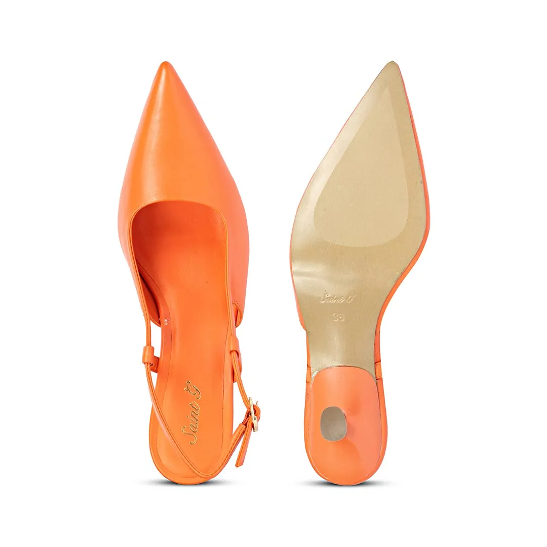 Saint Josie Orange Leather Pumps