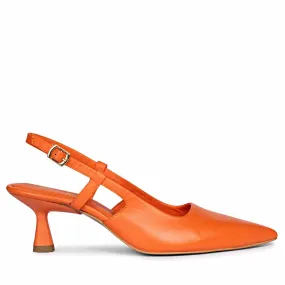 Saint Josie Orange Leather Pumps