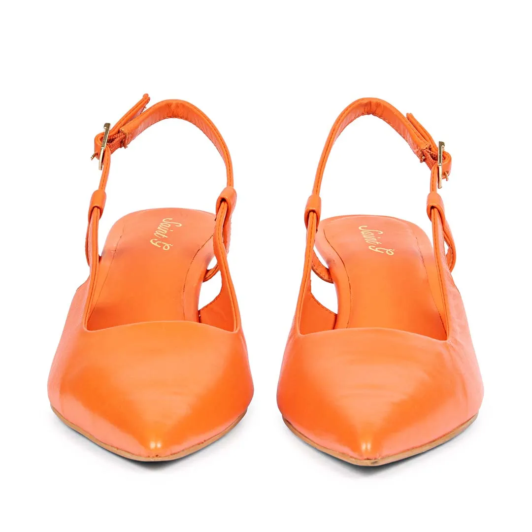 Saint Josie Orange Leather Pumps