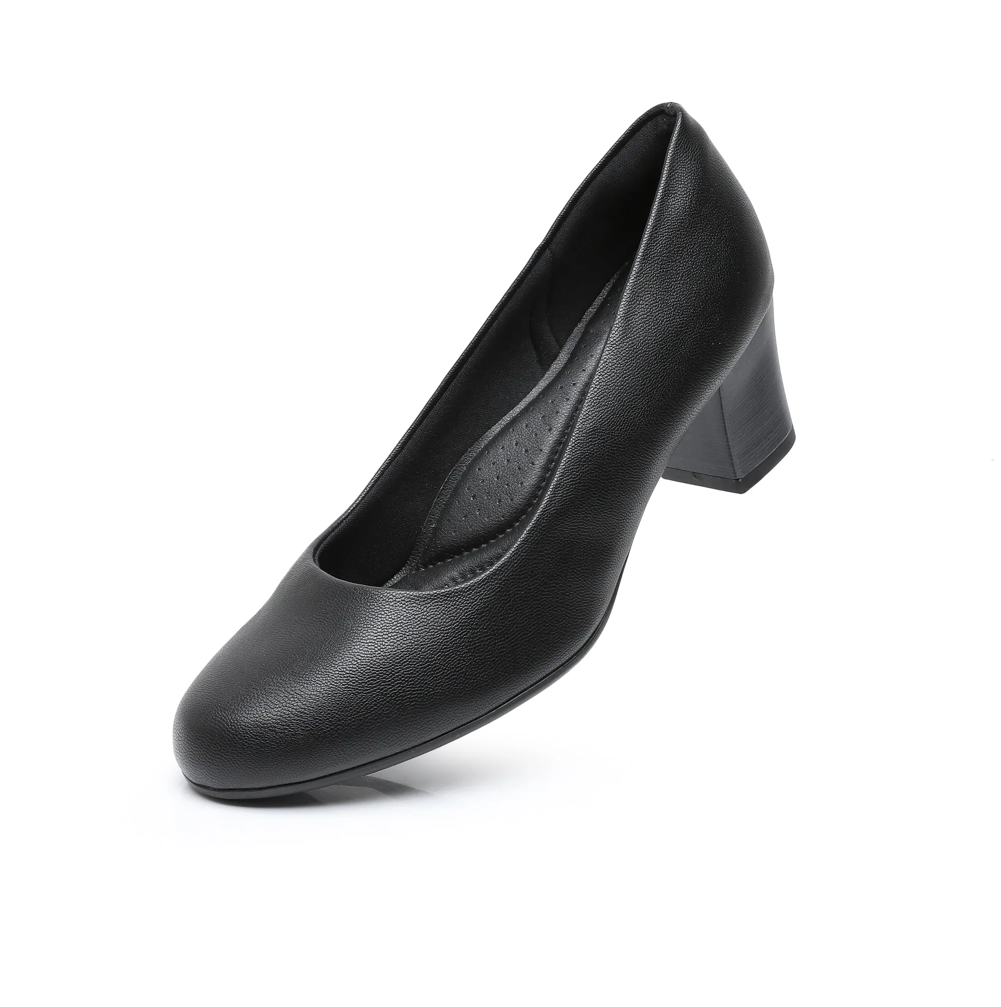 Sandra Relax Black Nappa Pumps for Women (110.072)