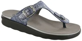 SAS Women's Sanibel T-Strap Slide Sandal SILVER BLUE