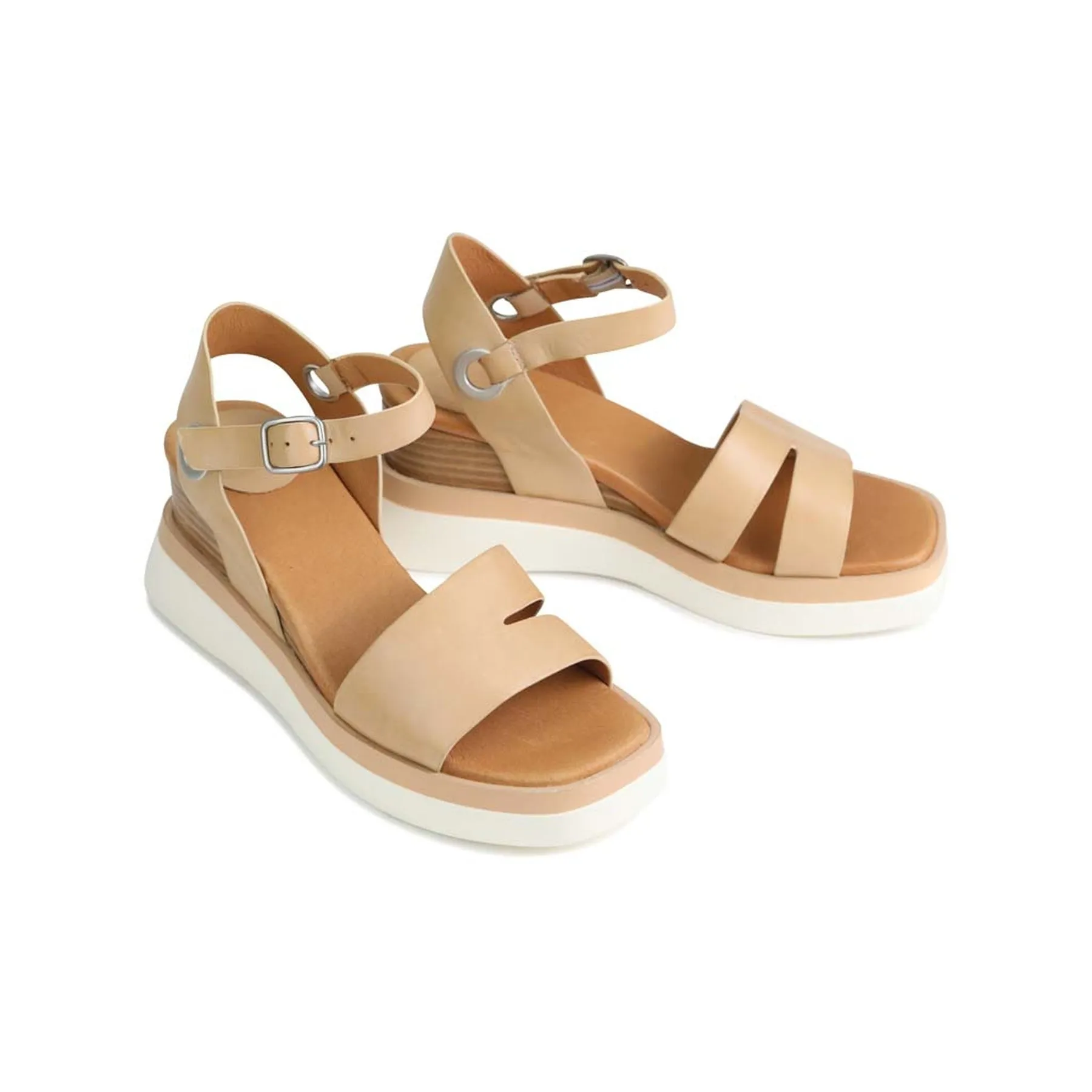 SASKIA STRAP WEDGE SANDALS LEATHER