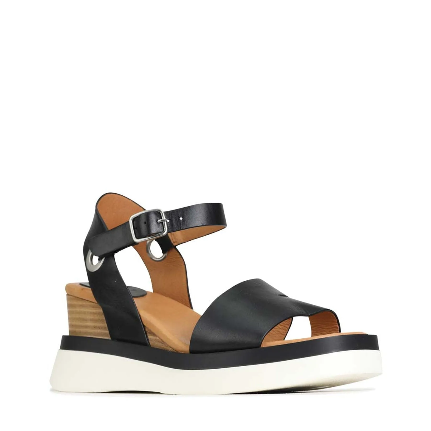 SASKIA STRAP WEDGE SANDALS LEATHER