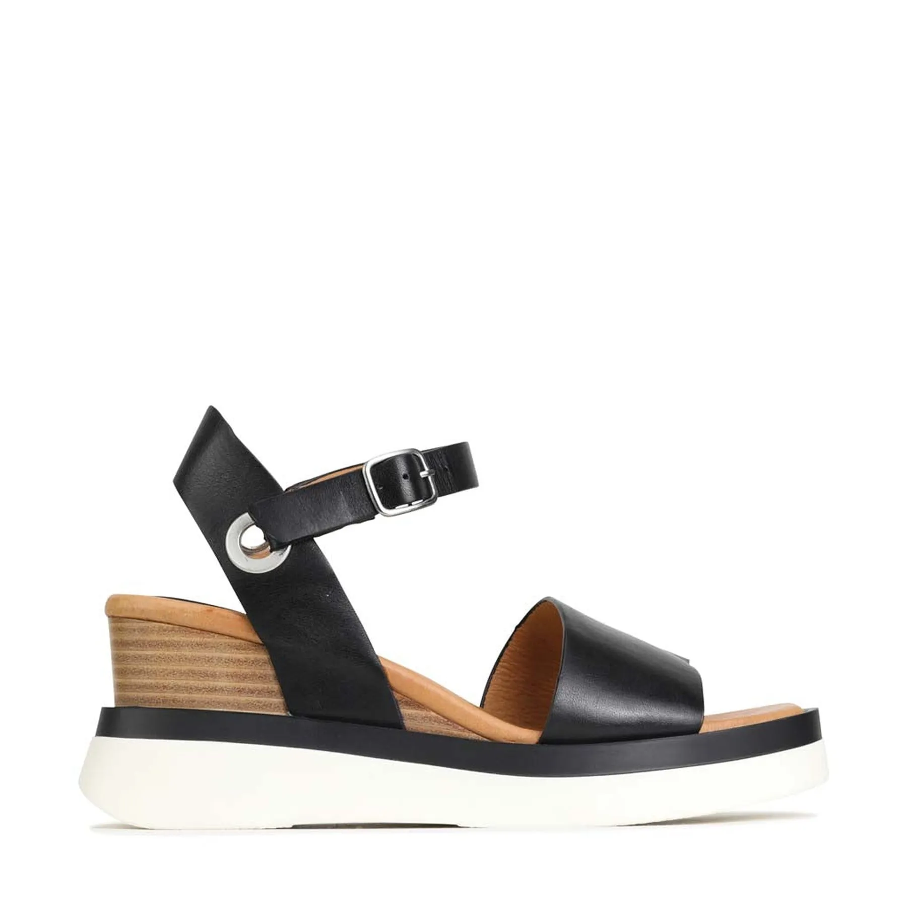 SASKIA STRAP WEDGE SANDALS LEATHER