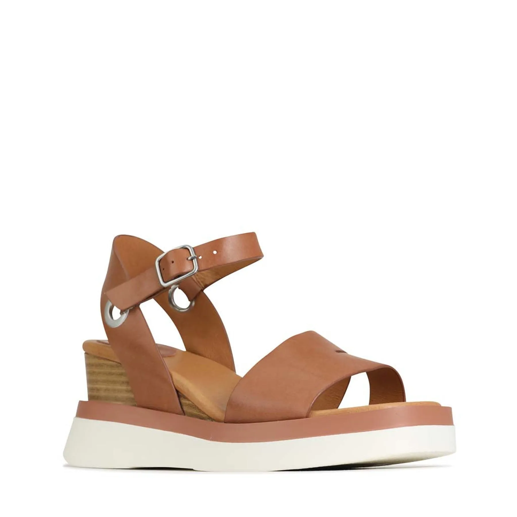 SASKIA STRAP WEDGE SANDALS LEATHER