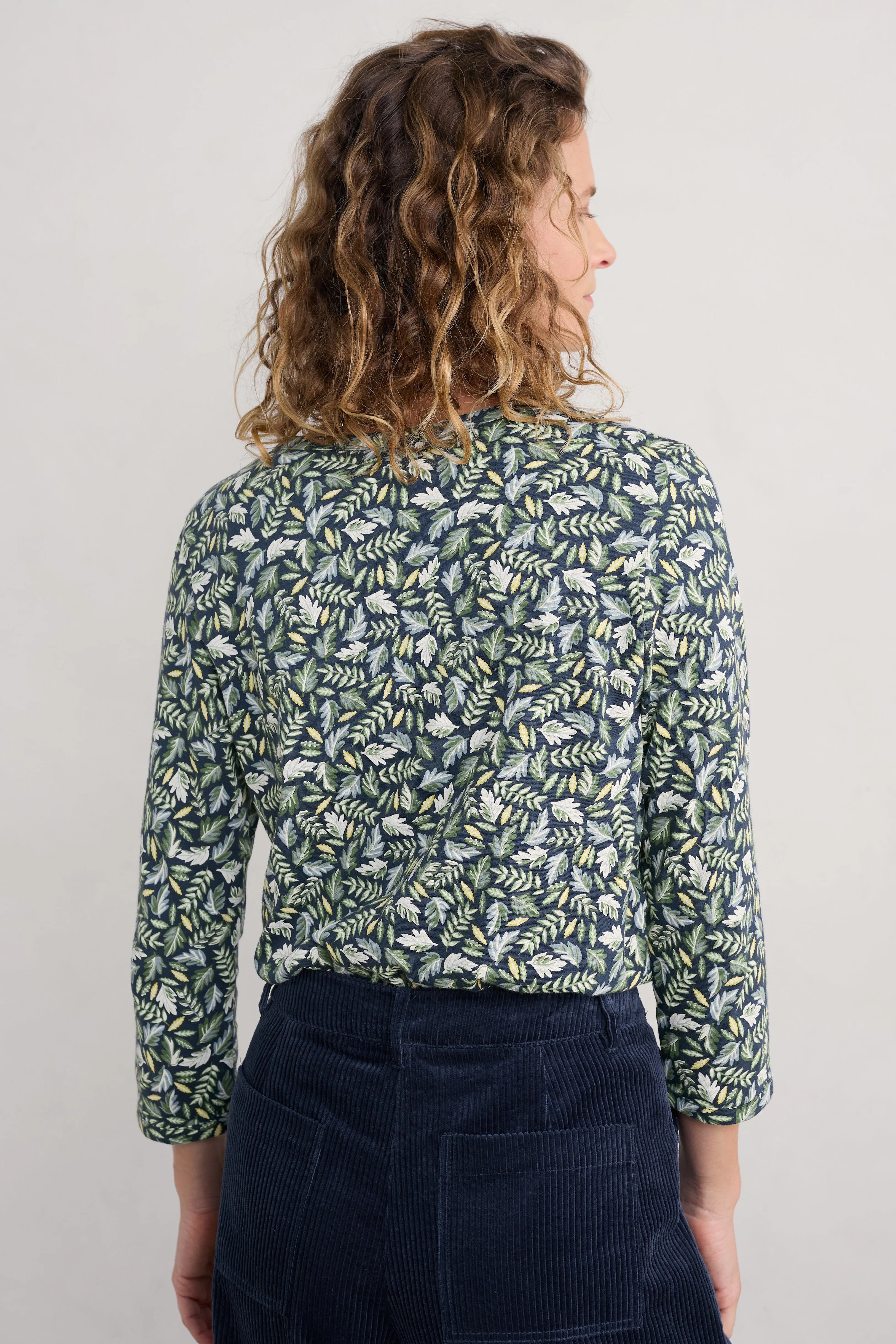 Seasalt Chantilly Top in Sunlit Leaves Maritime