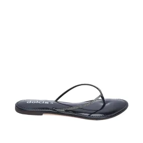 Sleek Black Patent Leather Flip Flops | 717R-C