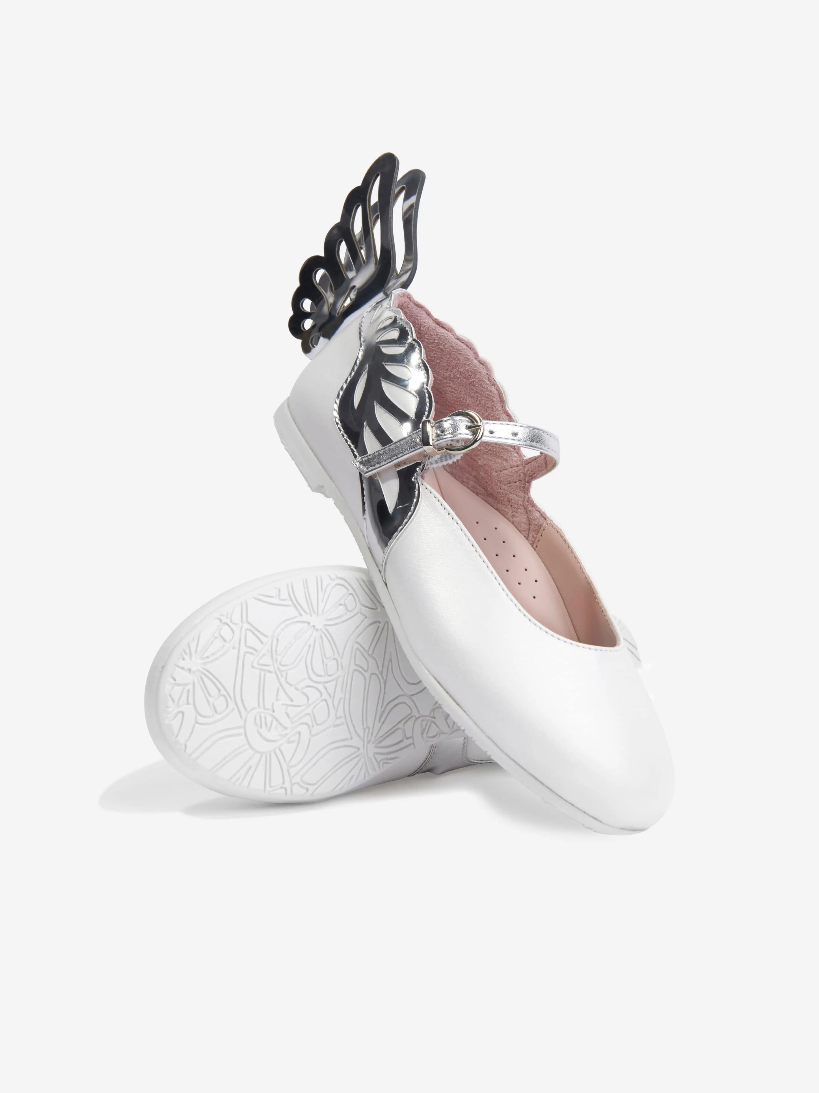 Sophia Webster Girls Leather Heavenly Shoes in Ivory