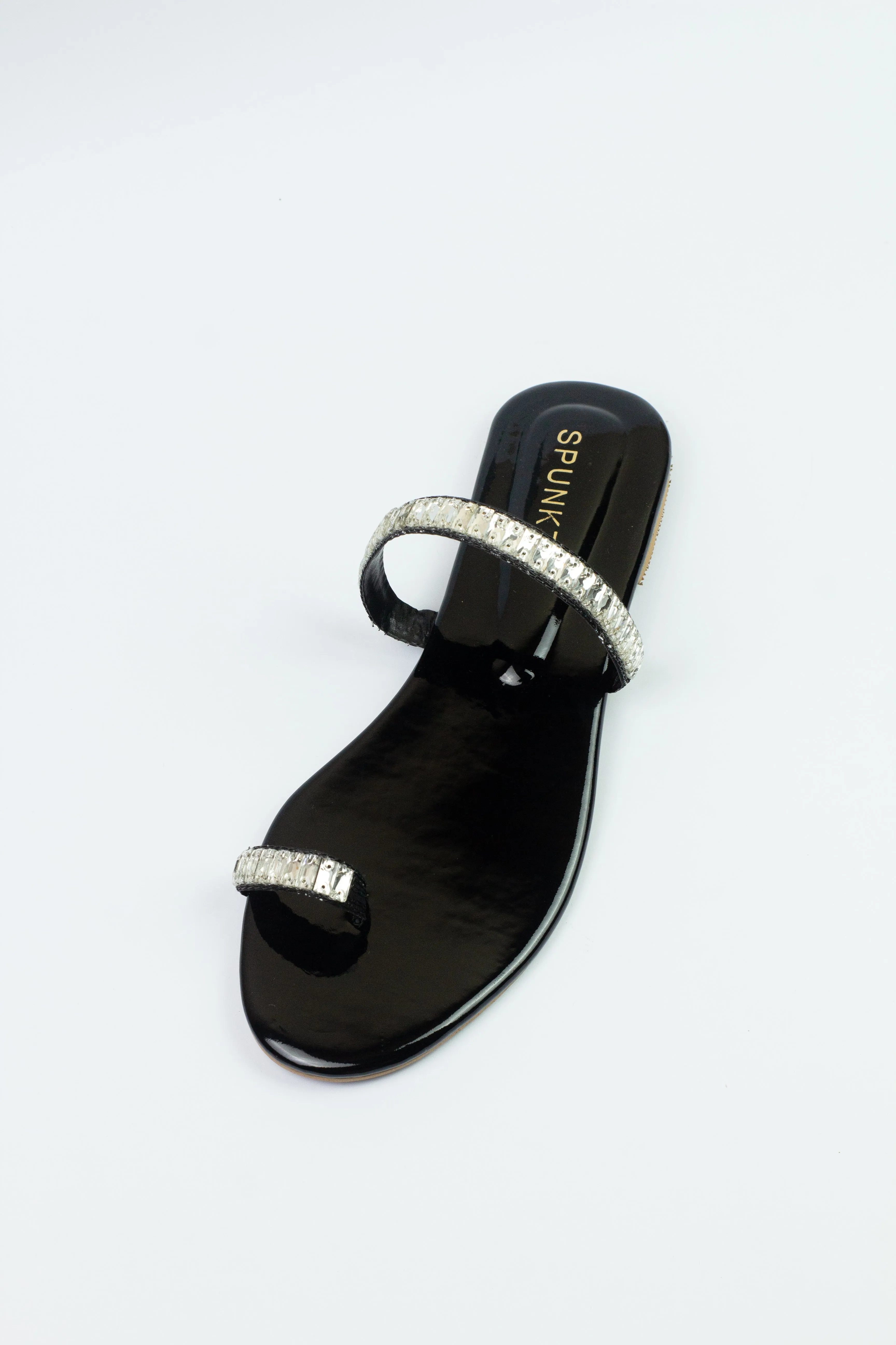 Spunkz Chunky Crystal Strap Black Sandal