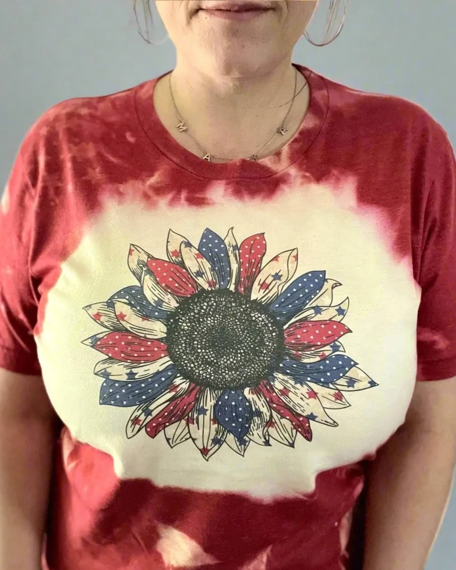 star spangled sunflower | bleached t-shirt