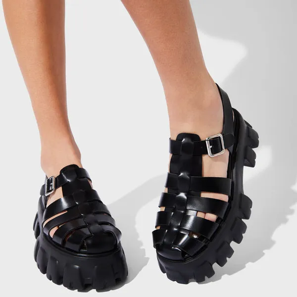 Steve Madden Echo Platform Cage Platform Sandals - Black