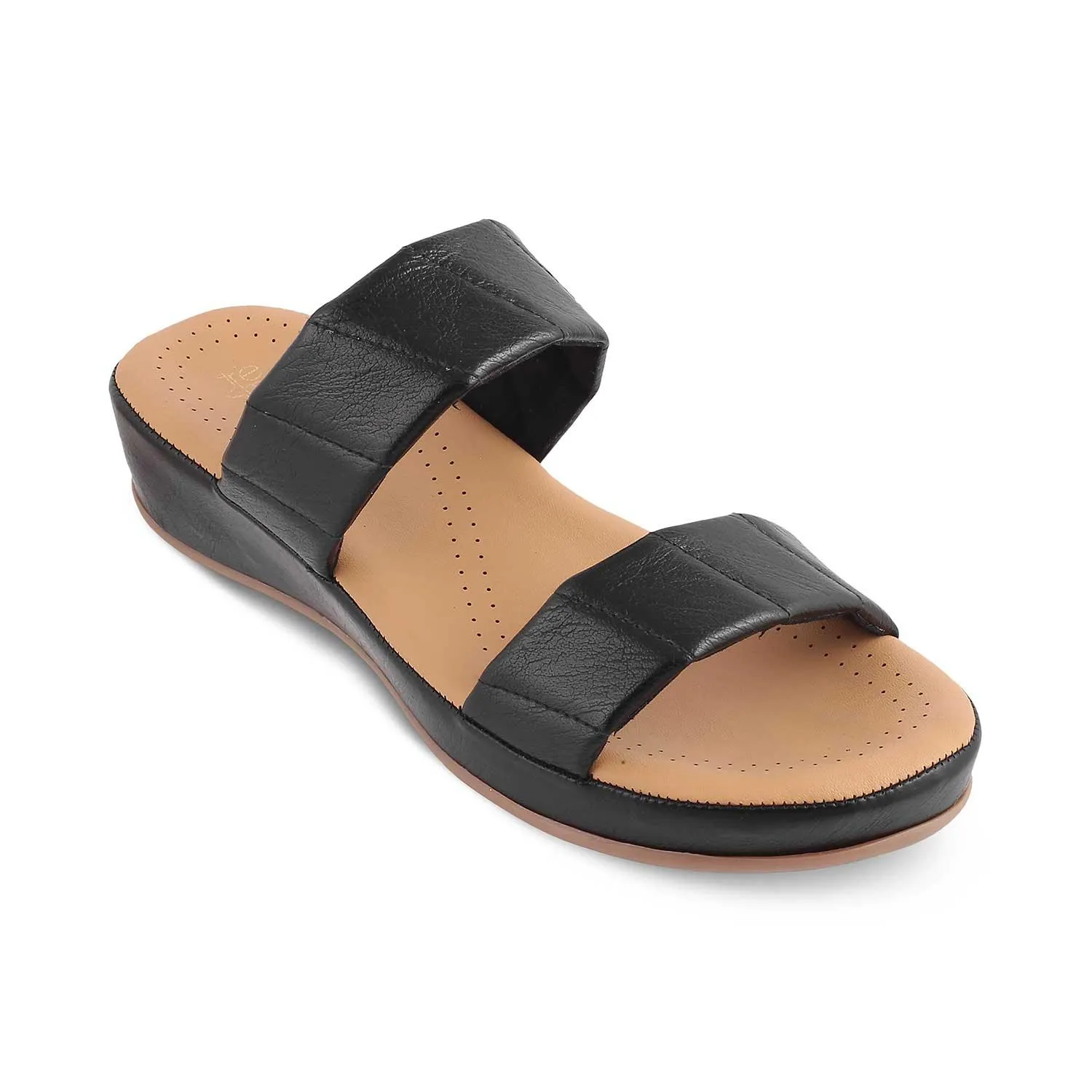 The Vacks Black Women's Casual Wedge Sandals Tresmode