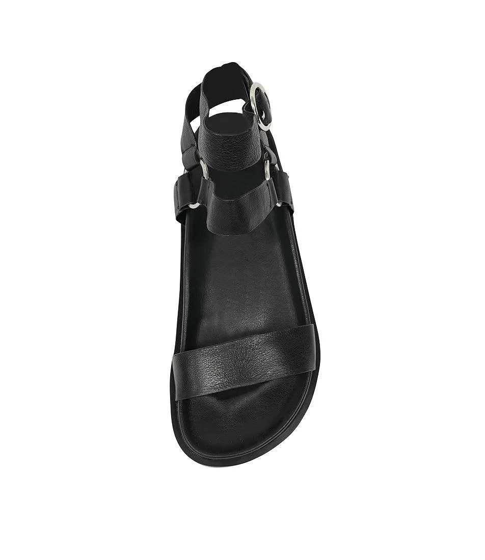 Ullem Black Leather Sandals