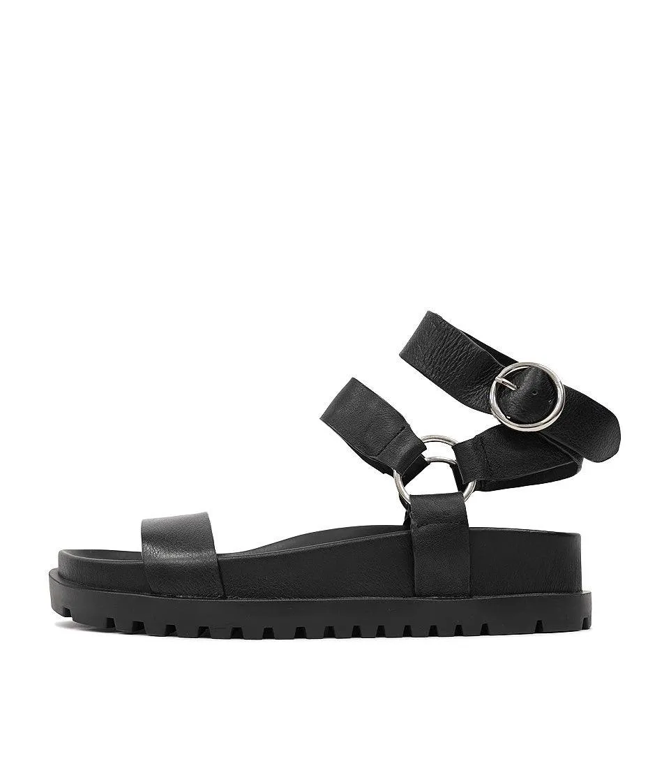 Ullem Black Leather Sandals