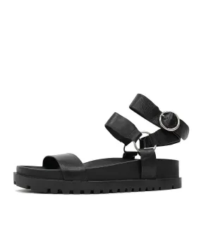 Ullem Black Leather Sandals