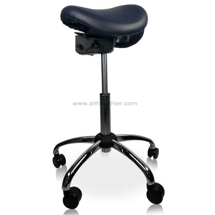 USA Patented Twin Tiltable Saddle Stool with Adjustable Seat Width and Center Gap [GENUINE LEATHER]