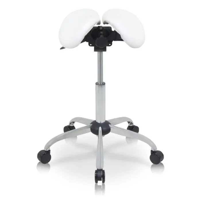 USA Patented Twin Tiltable Saddle Stool with Adjustable Seat Width and Center Gap [GENUINE LEATHER]