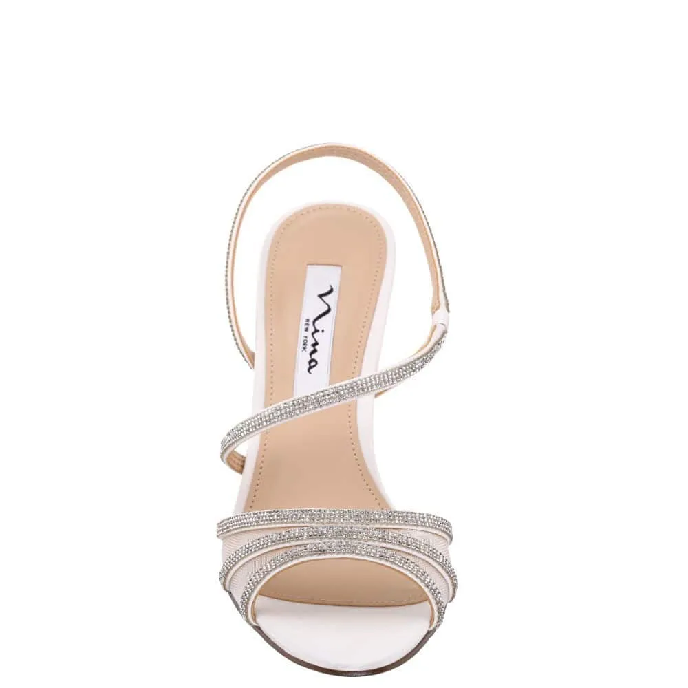 Vianca Heel in Ivory Luster Satin